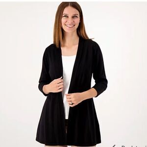 ISAAC MIZRAHI LIVE ESSENTIALS Charcoal Gray Open Front Cardigan size XL